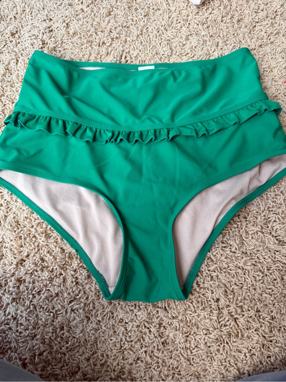 Kortni Jeane Emerald Green High-Waist Ruffle Bikini Bottoms